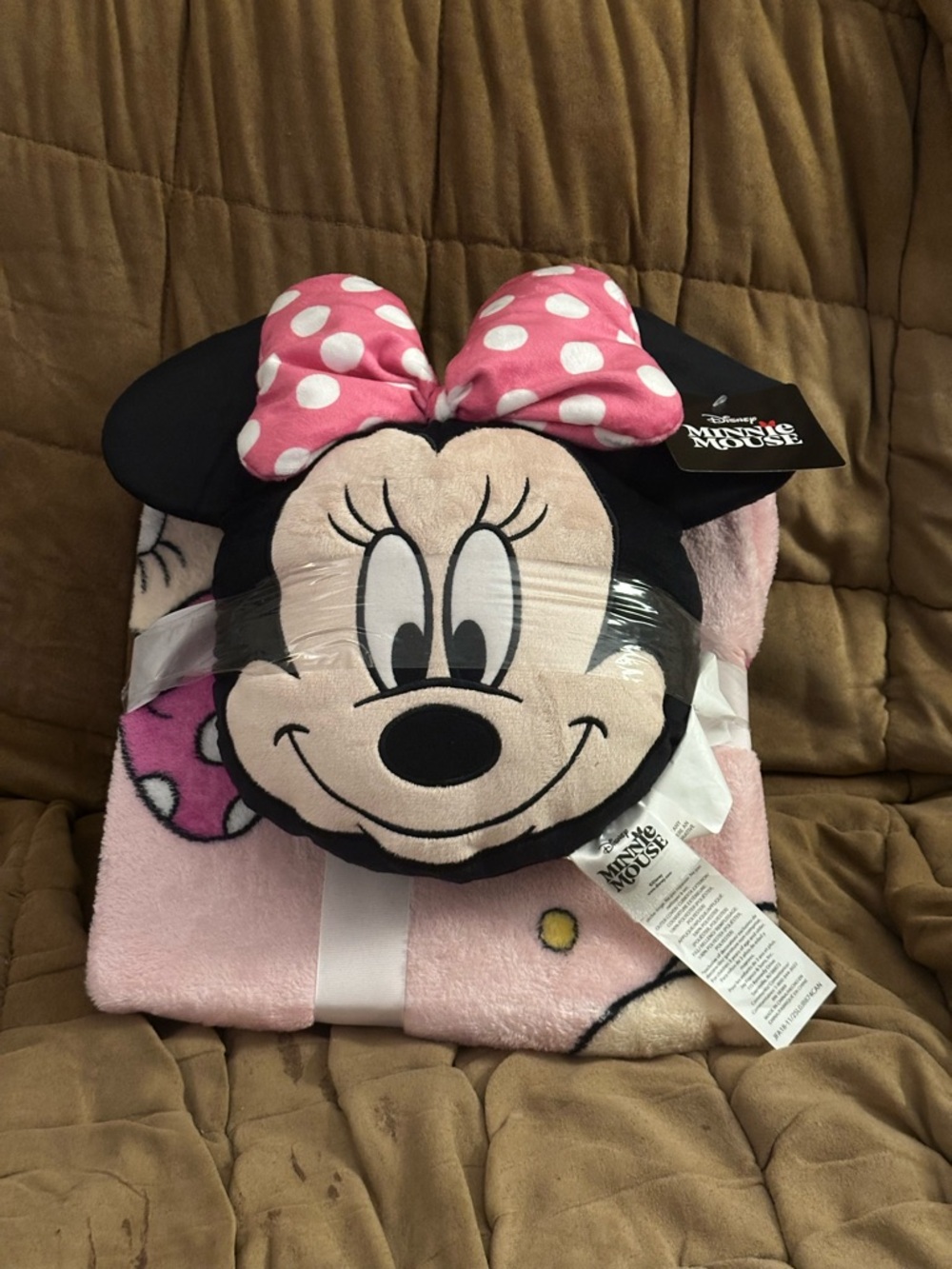 Disney Minnie Mouse Pink, Red, Black Plush Throw Set
